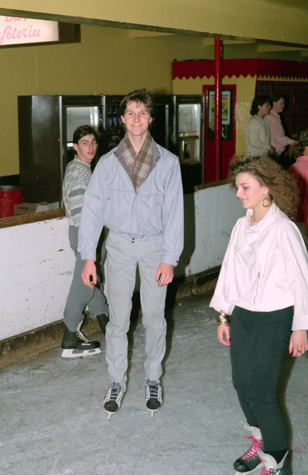 Sean mugs it on his way round the rink, from A CB Reunion and a Trip to the Beach, Barton on Sea, Hampshire - 4th April 1986