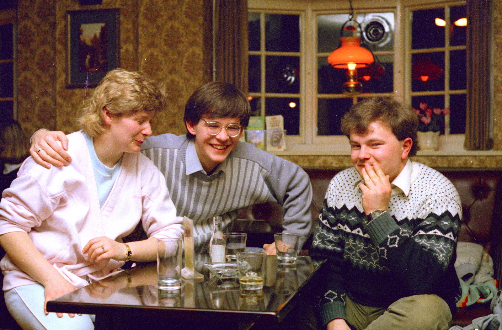 Anna, Phil and Hamish in a pub somewhere from Easter With Sean in Macclesfield, Cheshire - 6th April 1986