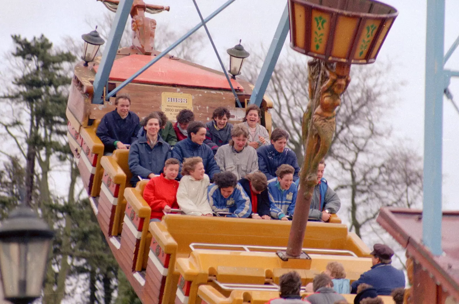 Sean tries to hold it in whilst on the Pirate Ship ride, from Easter With Sean in Macclesfield, Cheshire - 6th April 1986