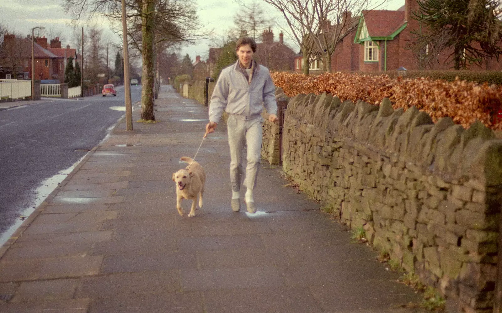 Sean runs down Ryles Park Avenue, from Easter With Sean in Macclesfield, Cheshire - 6th April 1986