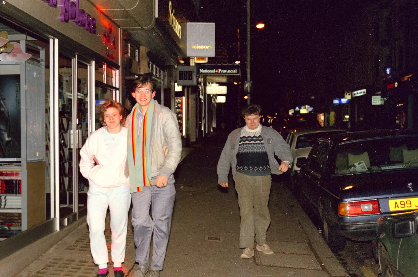 Anna, Phil and Hamish stroll down the road in Bournemouth, from Easter With Sean in Macclesfield, Cheshire - 6th April 1986