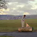 Sean, Brandy the dog and a log, Easter With Sean in Macclesfield, Cheshire - 6th April 1986