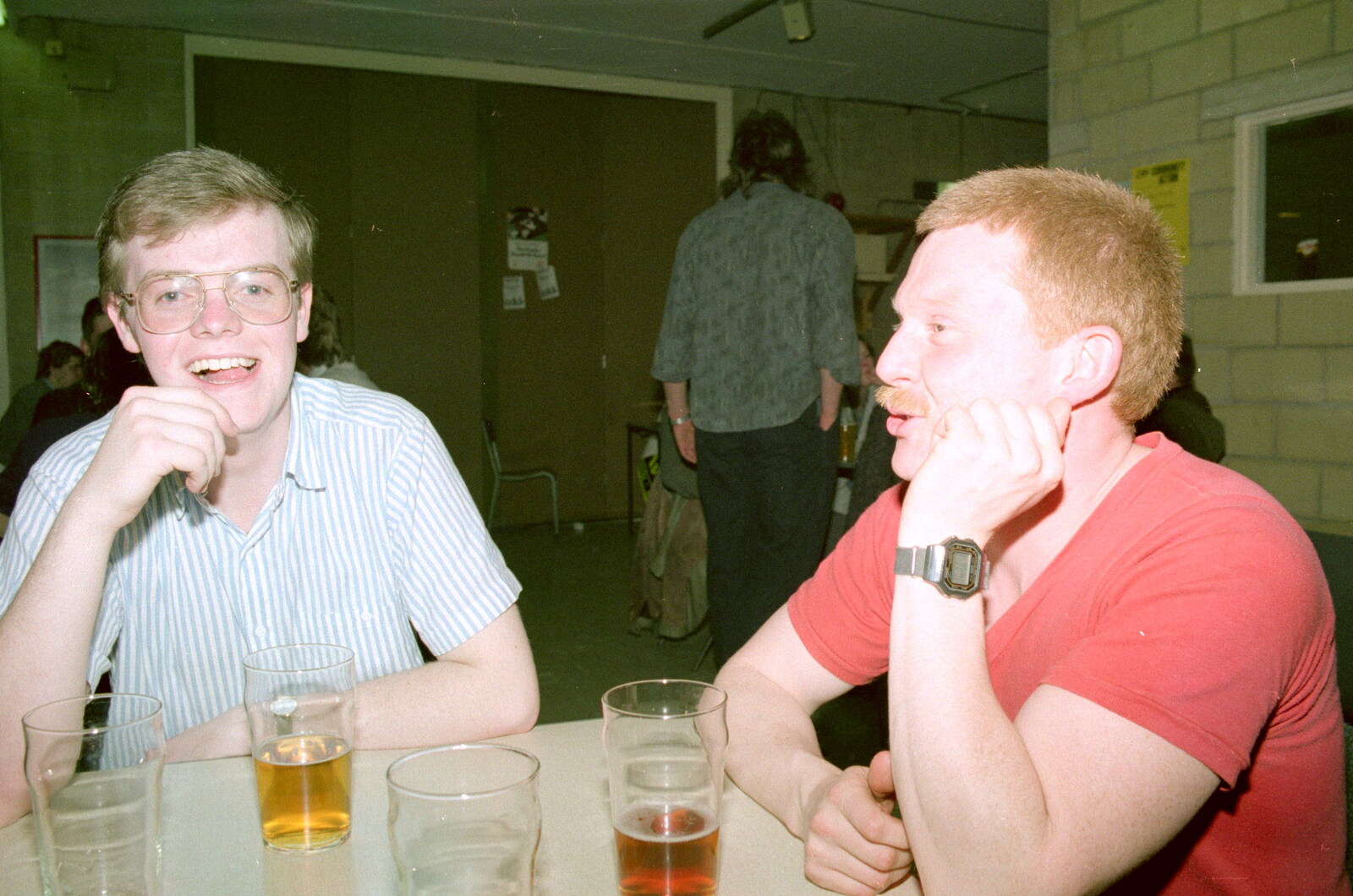 Dave Lock, and Mark the landlord in the students' union from Uni: The End of Easter Holidays, Ford Cottage and Plymouth Hoe, Hampshire and Devon - 10th April 1986