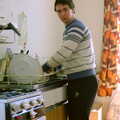 Riki actually does some washing up, Uni: The End of Easter Holidays, Ford Cottage and Plymouth Hoe, Hampshire and Devon - 10th April 1986