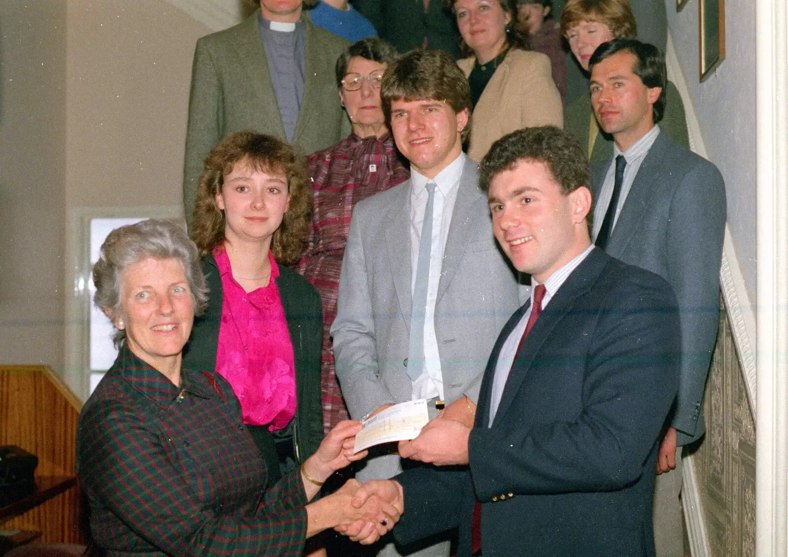 Martin hands over a cheque, from Uni: Student Politics, and Hanging Around The Hoe, Plymouth - 12th April 1986