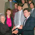 Martin hands over a cheque, Uni: Student Politics, and Hanging Around The Hoe, Plymouth - 12th April 1986
