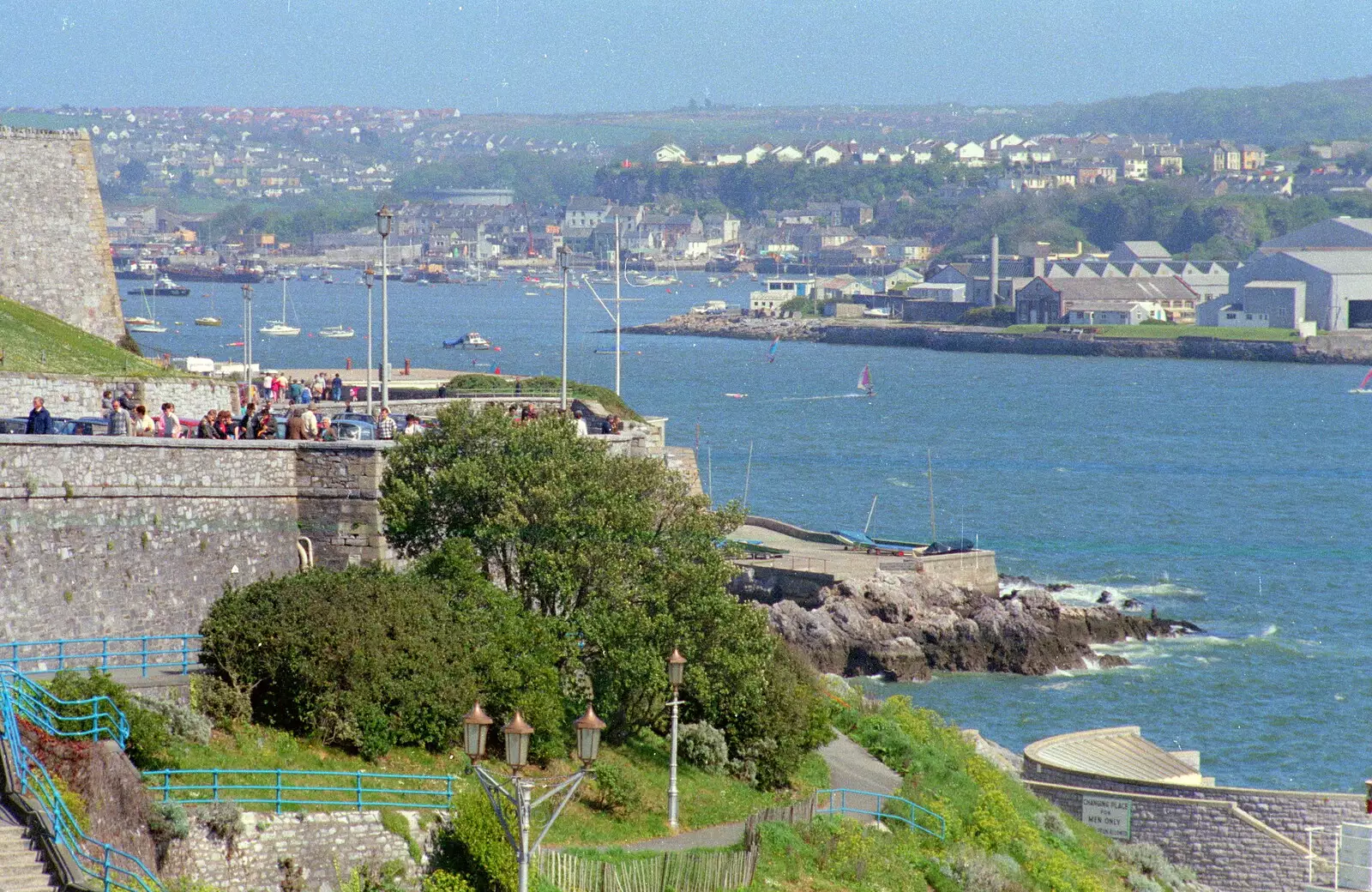 Looking towards Plymstock, from Uni: Student Politics, and Hanging Around The Hoe, Plymouth - 12th April 1986