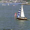 A yacht sails up towards Sutton Harbour, Uni: Student Politics, and Hanging Around The Hoe, Plymouth - 12th April 1986