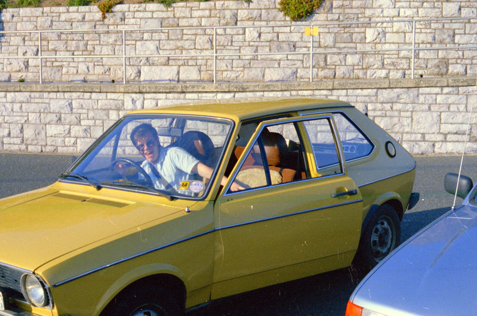 Dave Lock and his beloved yellow Polo from Uni: Student Politics, and Hanging Around The Hoe, Plymouth - 12th April 1986