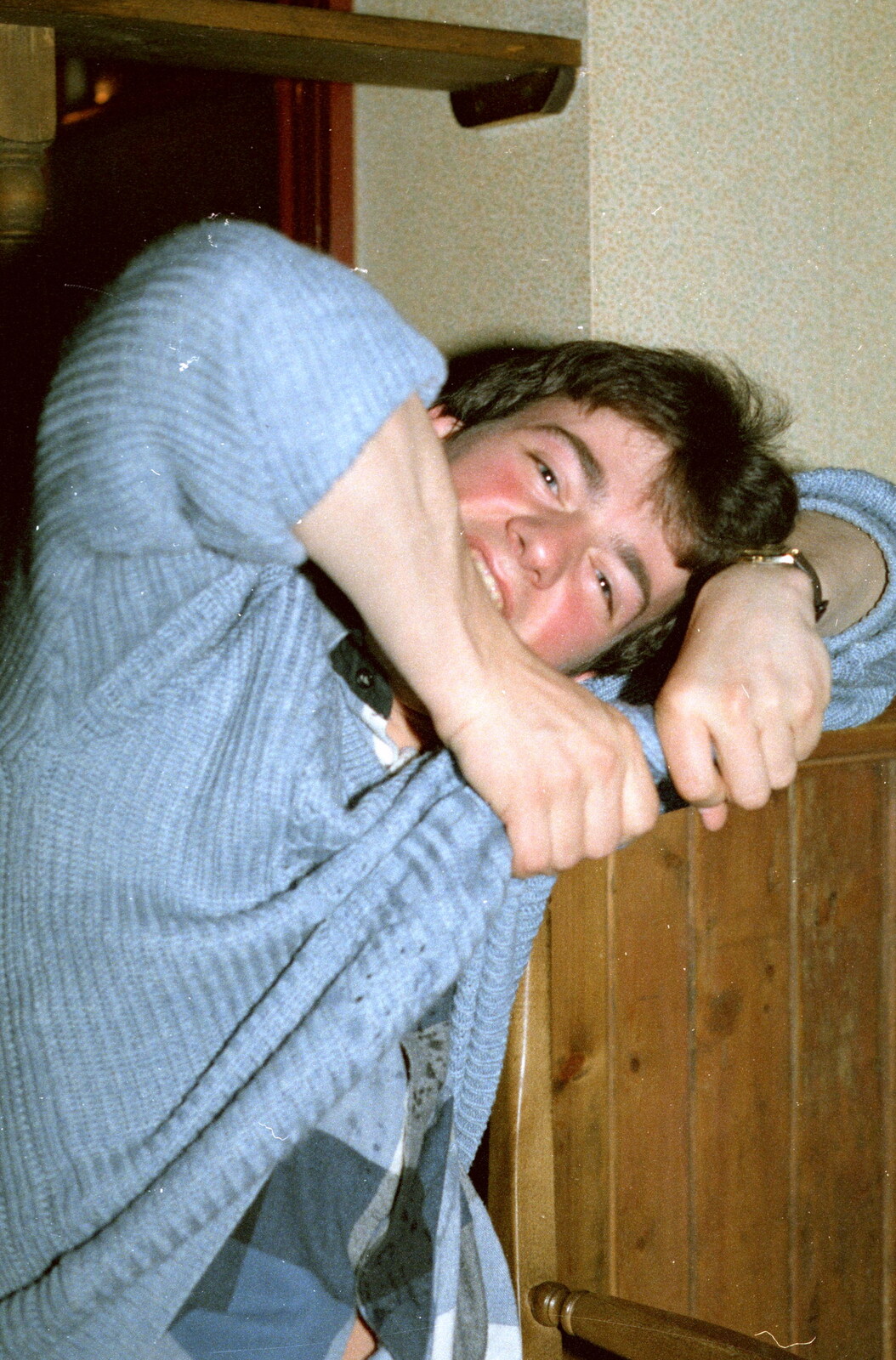 Dave wrings his beer-soaked sweater out from Uni: Another Session in the James Street Vaults, Plymouth - 15th April 1986
