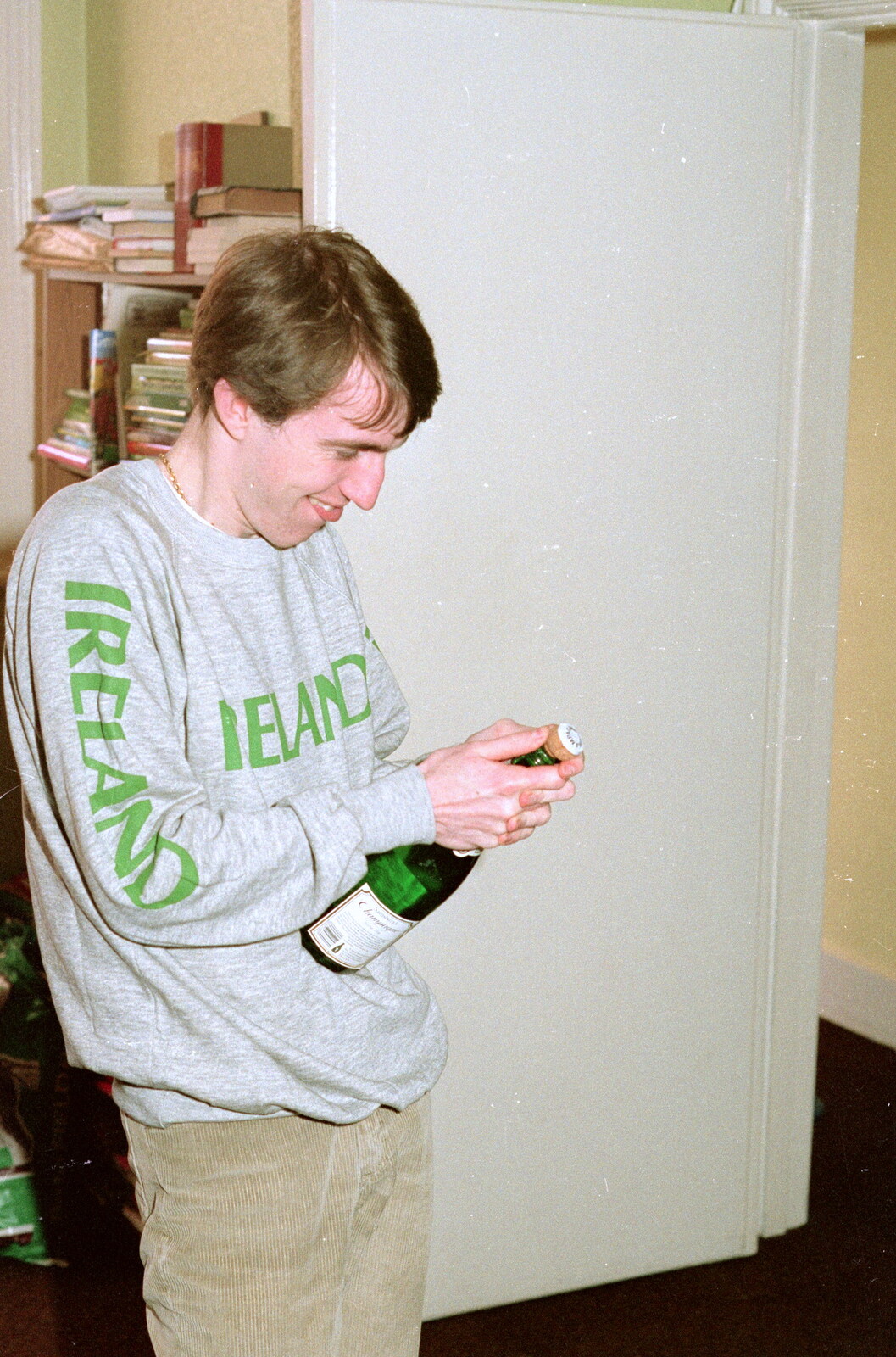 Dave pops his cork from Trotsky's Birthday, New Malden, Kingston Upon Thames - 20th April 1986
