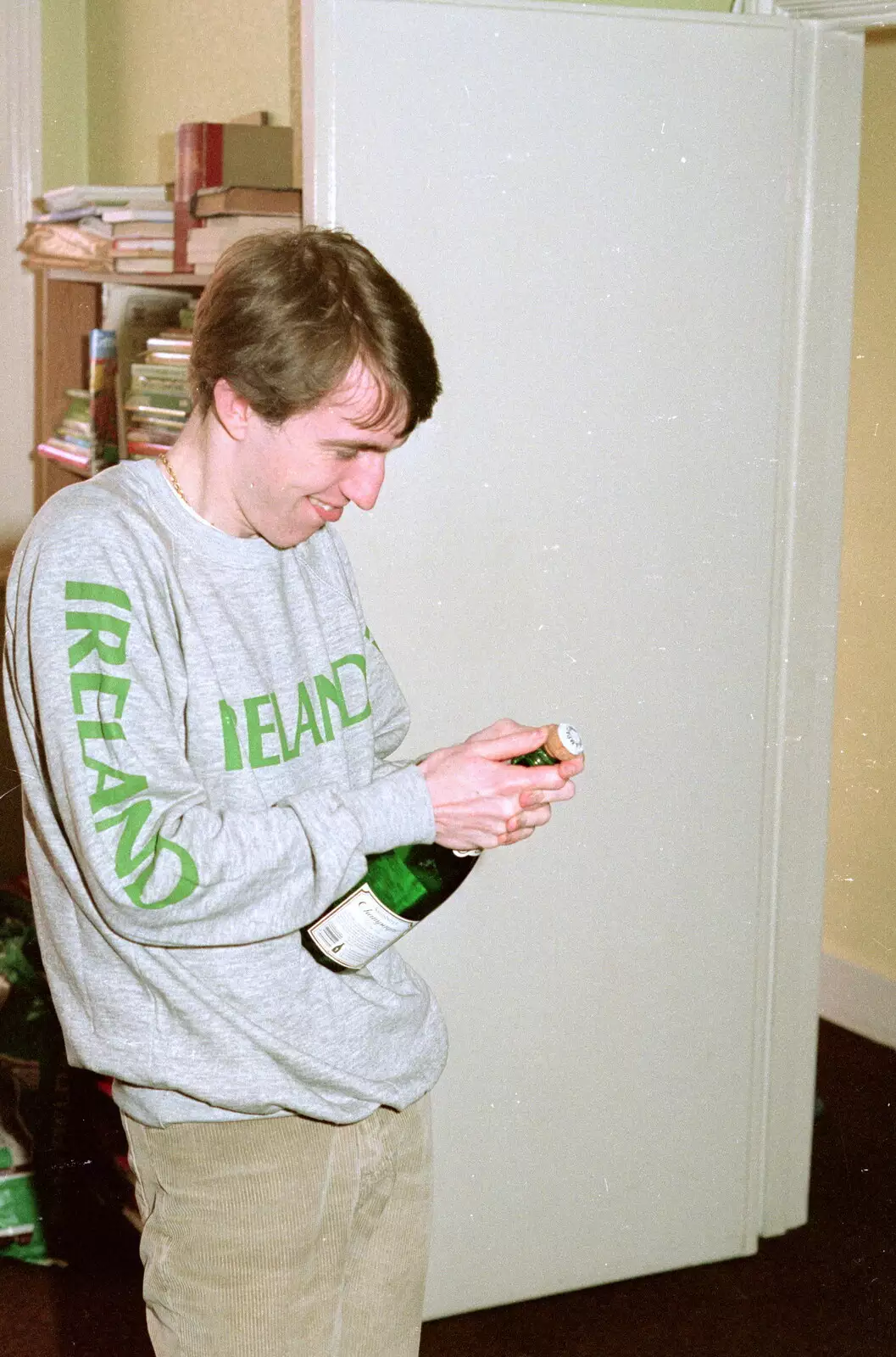 Dave pops his cork, from Trotsky's Birthday, New Malden, Kingston Upon Thames - 20th April 1986