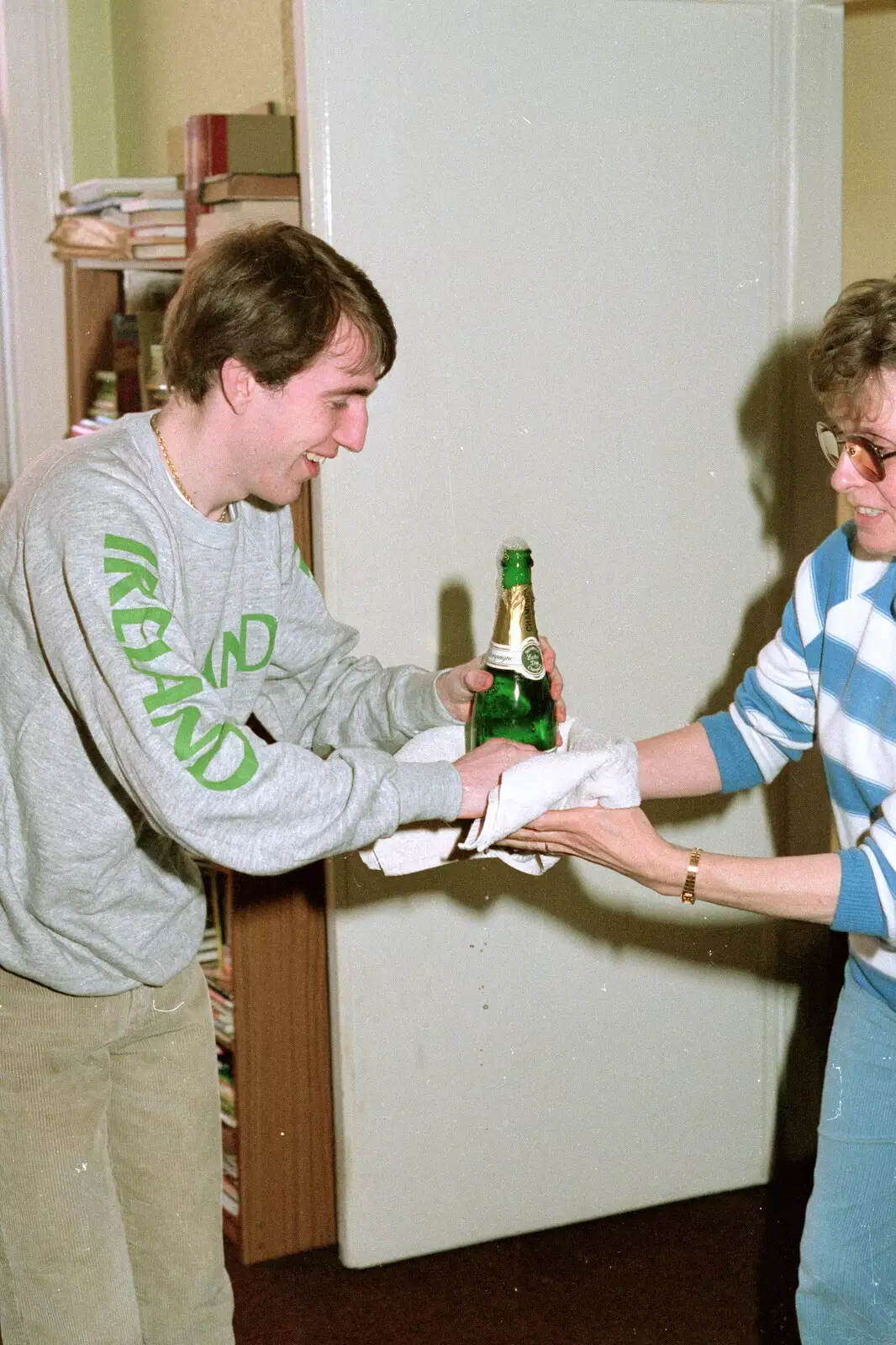 Dave's mum helps out with the overflow, from Trotsky's Birthday, New Malden, Kingston Upon Thames - 20th April 1986