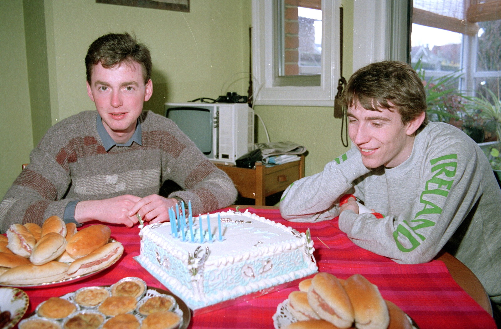 Dave surveys his birthday cake from Trotsky's Birthday, New Malden, Kingston Upon Thames - 20th April 1986