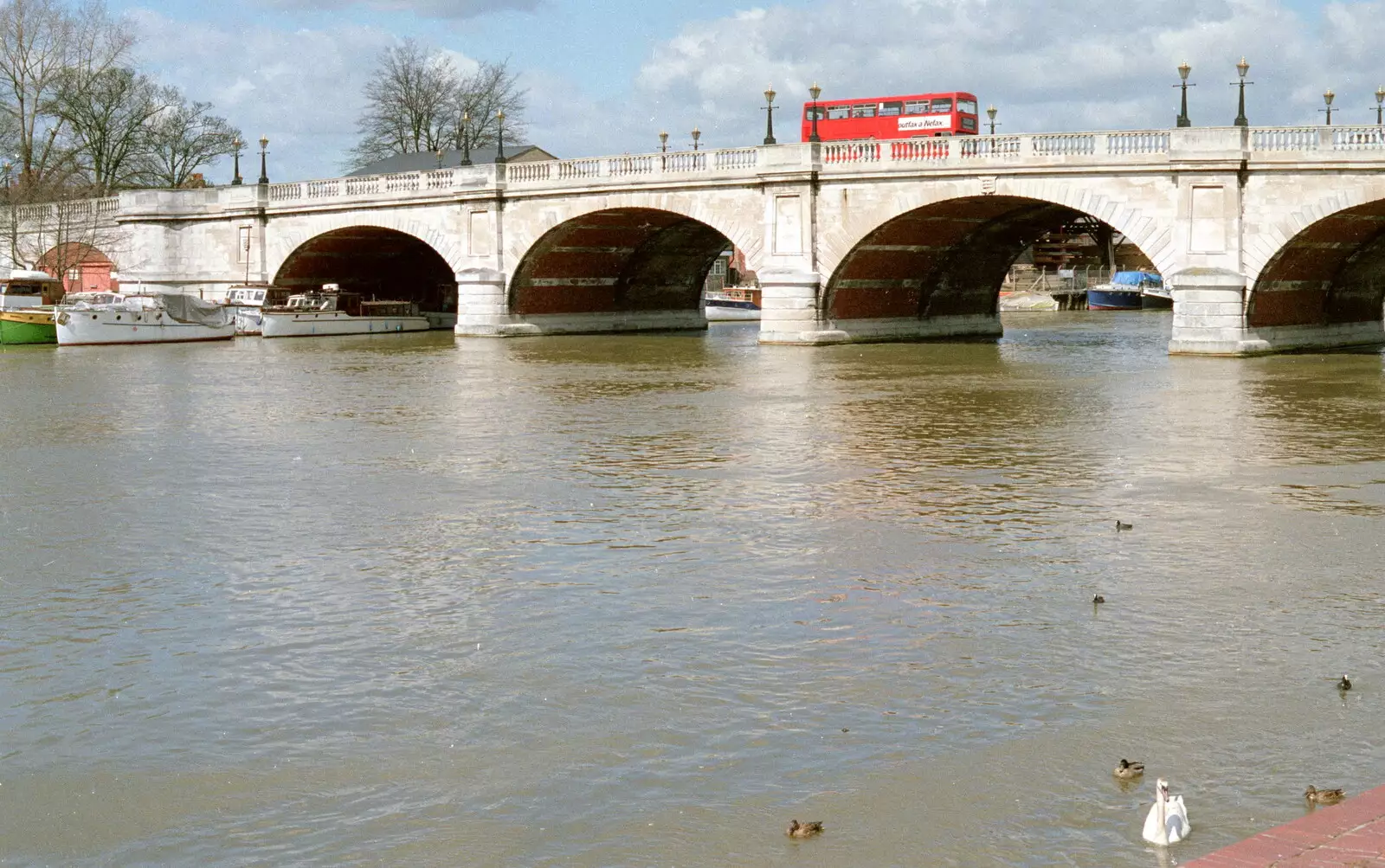 Kingston Bridge over the Thames, from Trotsky's Birthday, New Malden, Kingston Upon Thames - 20th April 1986