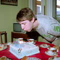 Dave blows his candles out, Trotsky's Birthday, New Malden, Kingston Upon Thames - 20th April 1986