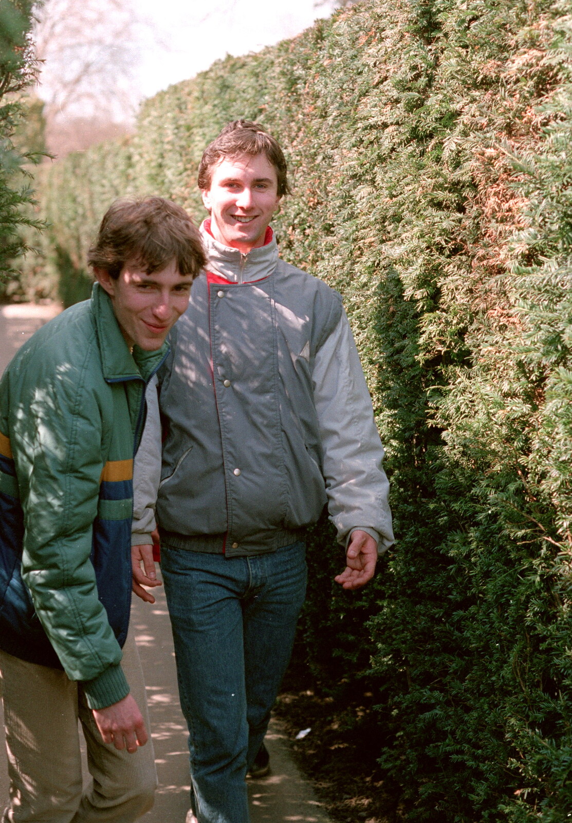 Dave and Riki in the maze from Trotsky's Birthday, New Malden, Kingston Upon Thames - 20th April 1986