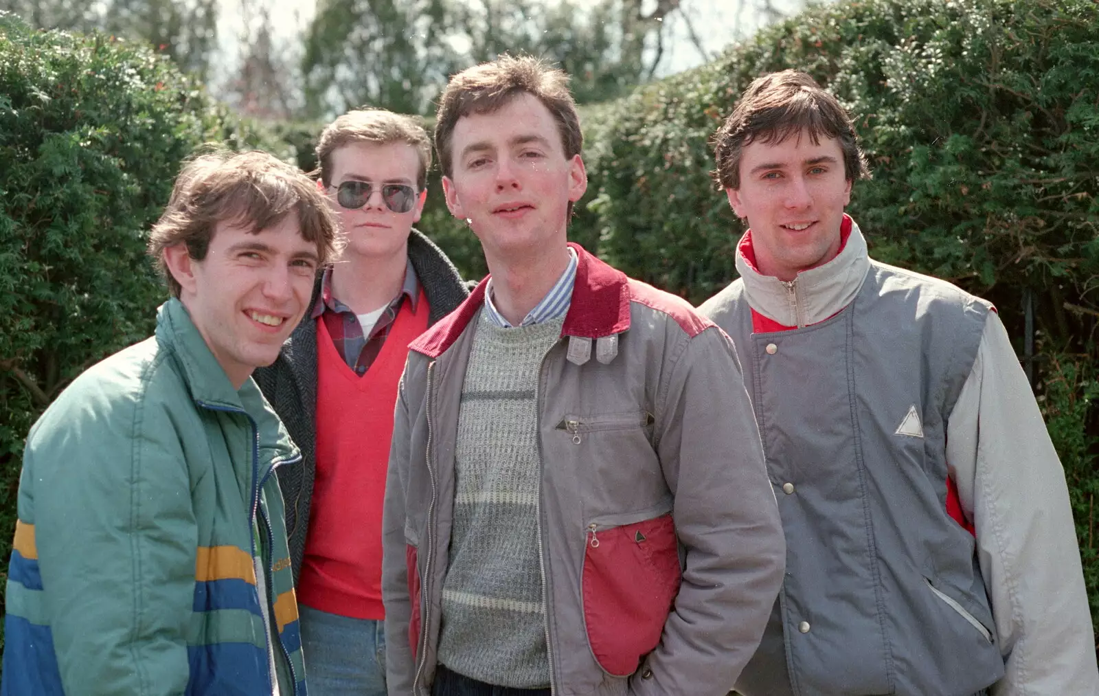 Dave, Dave Lock, John and Riki in the maze, from Trotsky's Birthday, New Malden, Kingston Upon Thames - 20th April 1986