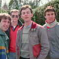 Dave, Dave Lock, John and Riki in the maze, Trotsky's Birthday, New Malden, Kingston Upon Thames - 20th April 1986