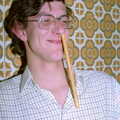 Andy sticks a breadstick up his nose, Uni: A Breadsticks Dinner Party and a Night in PPSU, Cromwell Road, Plymouth - 28th April 1986