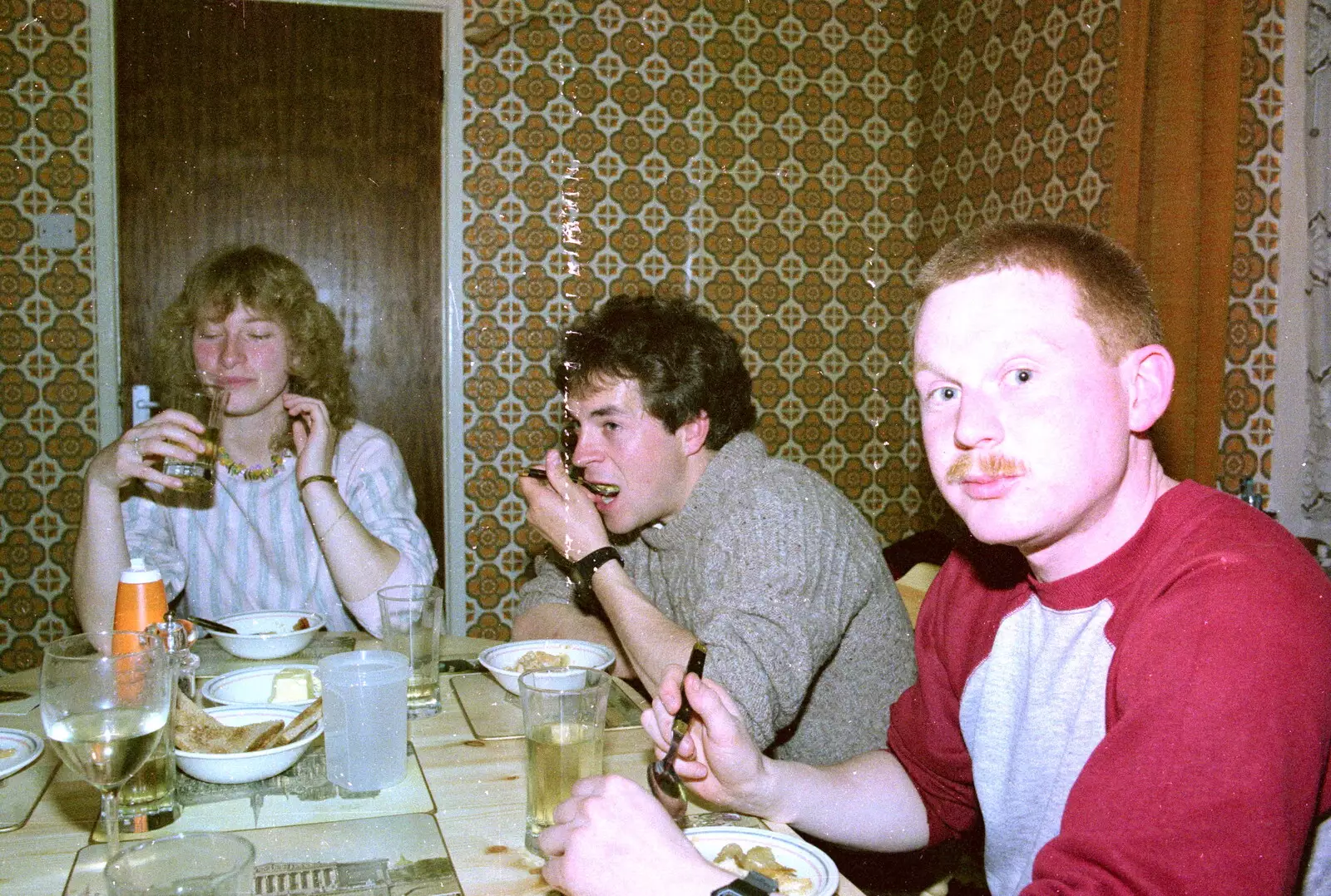 Mary, Andy and Mark, from Uni: A Breadsticks Dinner Party and a Night in PPSU, Cromwell Road, Plymouth - 28th April 1986