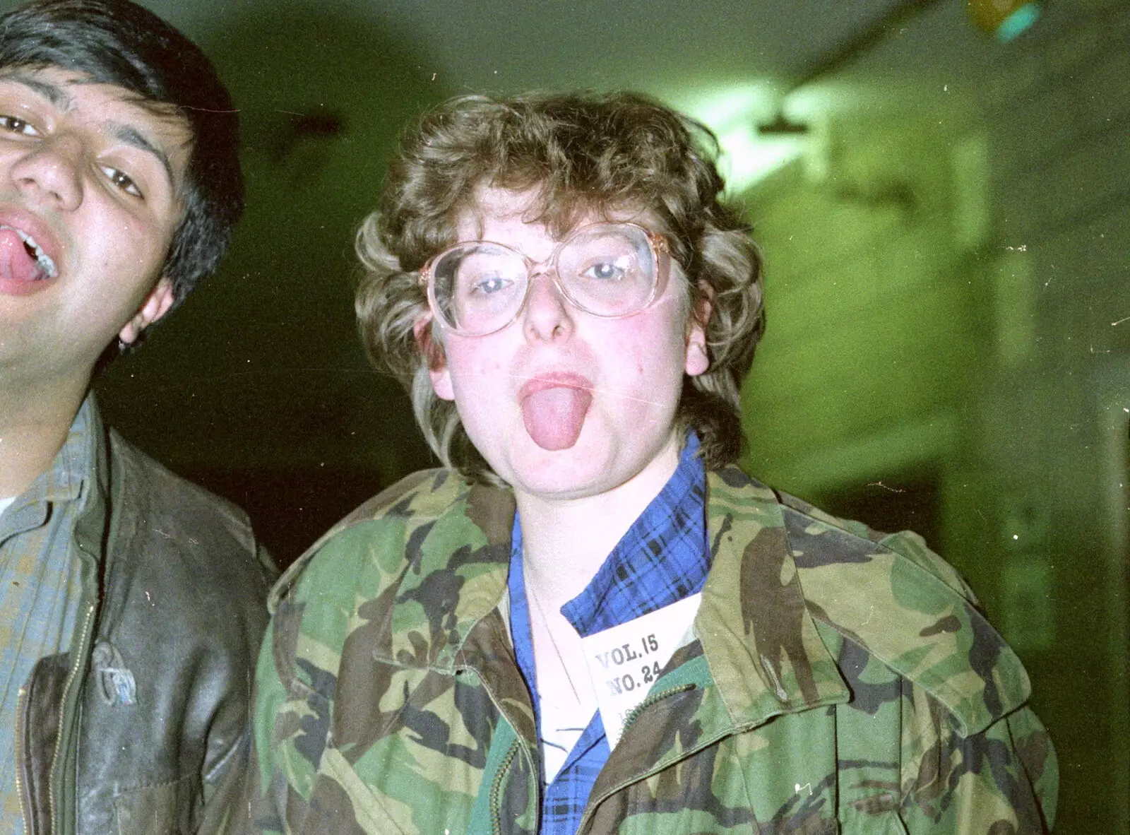 Frank and Barbara stick tongues out, from Uni: A Breadsticks Dinner Party and a Night in PPSU, Cromwell Road, Plymouth - 28th April 1986