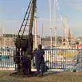 Someone pauses by an old crane, Uni: Scenes of Plymouth and the PPSU Bar, Plymouth Polytechnic, Devon - 28th April 1986