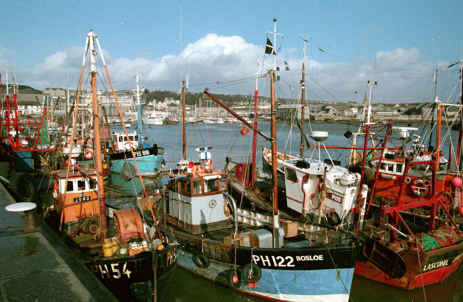 Fishing boats down at Sutton Harbour from Uni: Scenes of Plymouth and the PPSU Bar, Plymouth Polytechnic, Devon - 28th April 1986