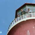 Chris, Andy and John Stuart at the top of Smeaton's Tower, Uni: Scenes of Plymouth and the PPSU Bar, Plymouth Polytechnic, Devon - 28th April 1986