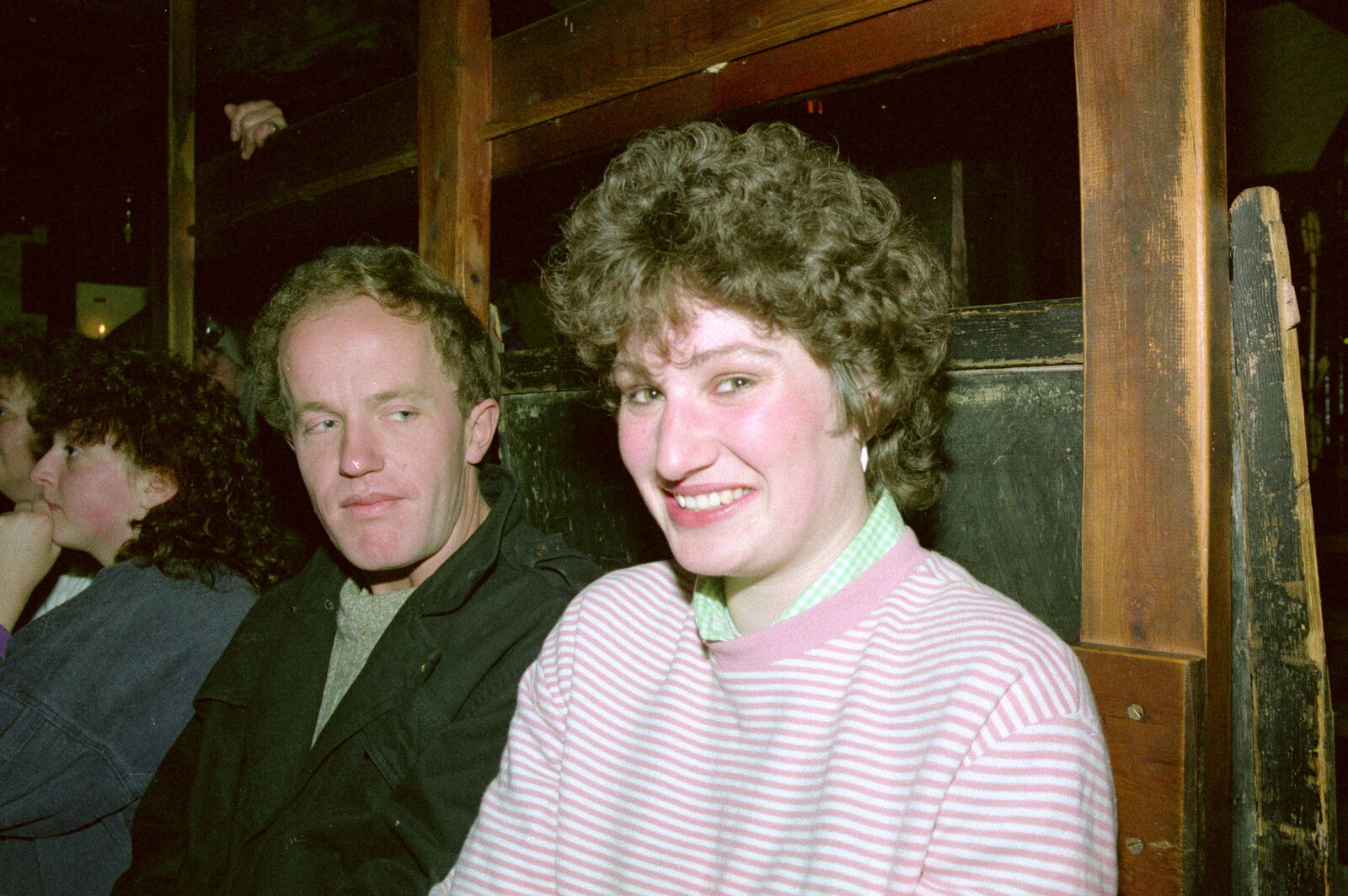 Angela Crann, and a shifty-looking suitor from Uni: Night and Day on the Barbican, Plymouth, Devon - 1st May 1986