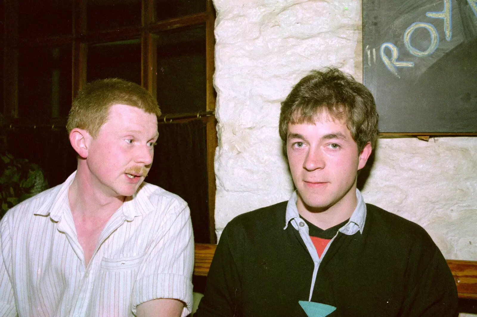 Mark the landlord talks to Andy Grove, from Uni: Night and Day on the Barbican, Plymouth, Devon - 1st May 1986