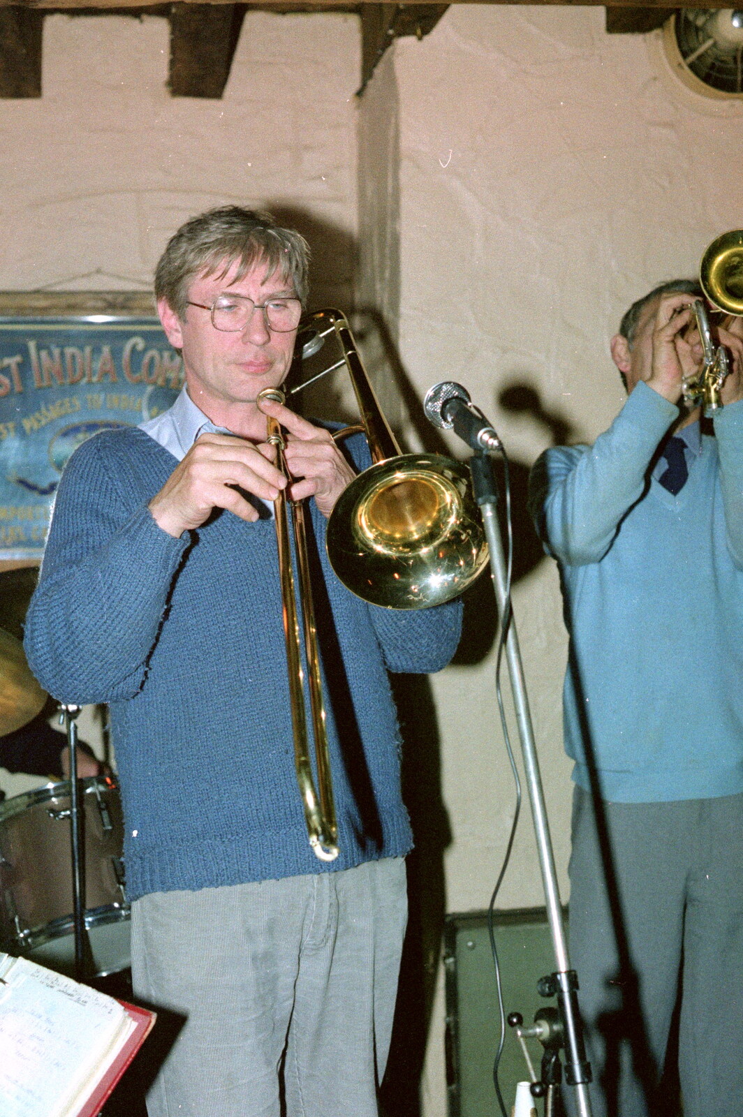 Trad trombone from Uni: Night and Day on the Barbican, Plymouth, Devon - 1st May 1986