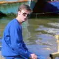 Dave Lock sits on the wall by Sutton Harbour, Uni: Night and Day on the Barbican, Plymouth, Devon - 1st May 1986