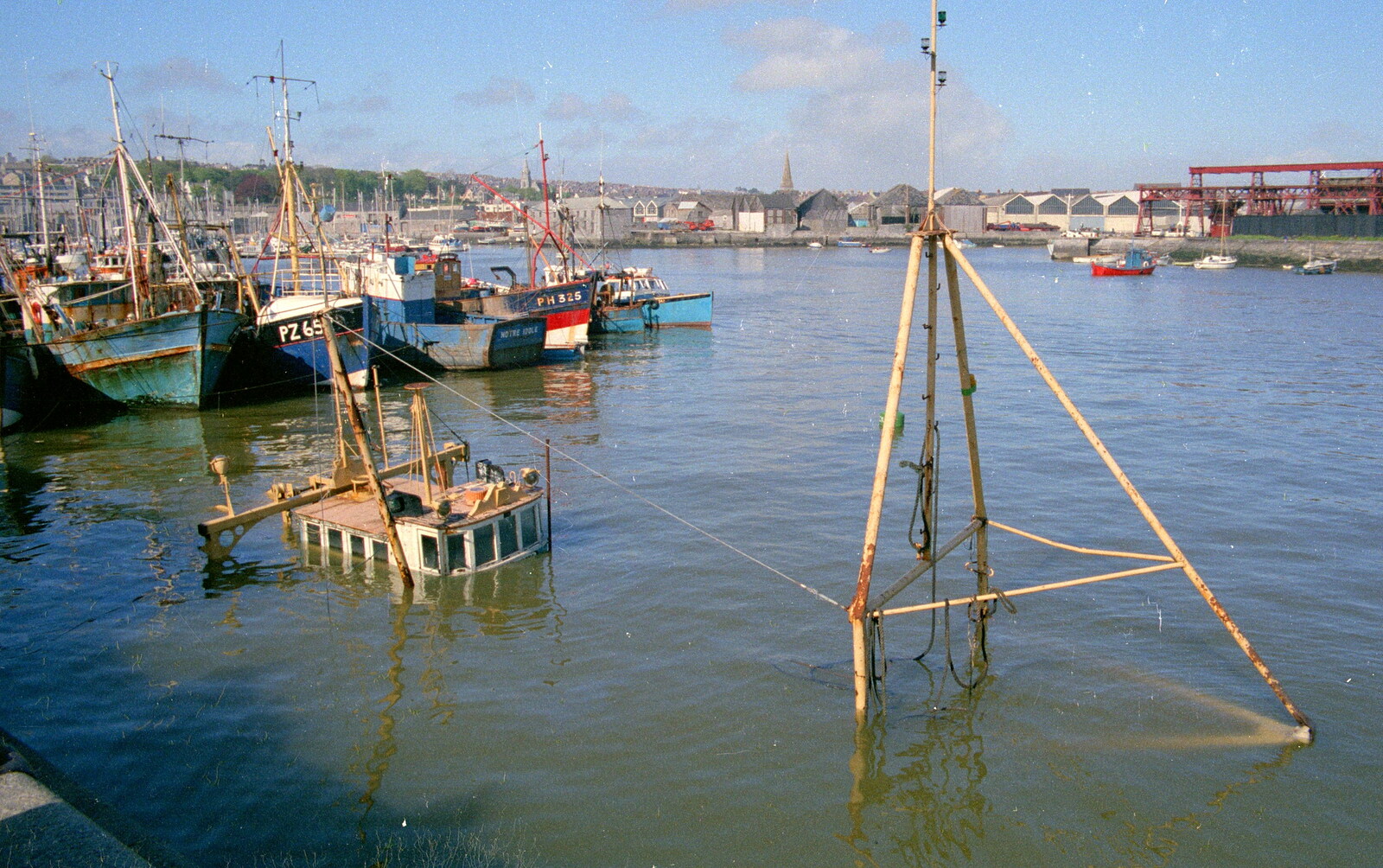 A sunken fishing boat from Uni: Night and Day on the Barbican, Plymouth, Devon - 1st May 1986