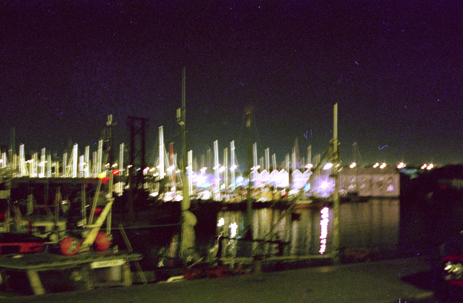 A blurry view of Sutton Harbour by night from Uni: Night and Day on the Barbican, Plymouth, Devon - 1st May 1986