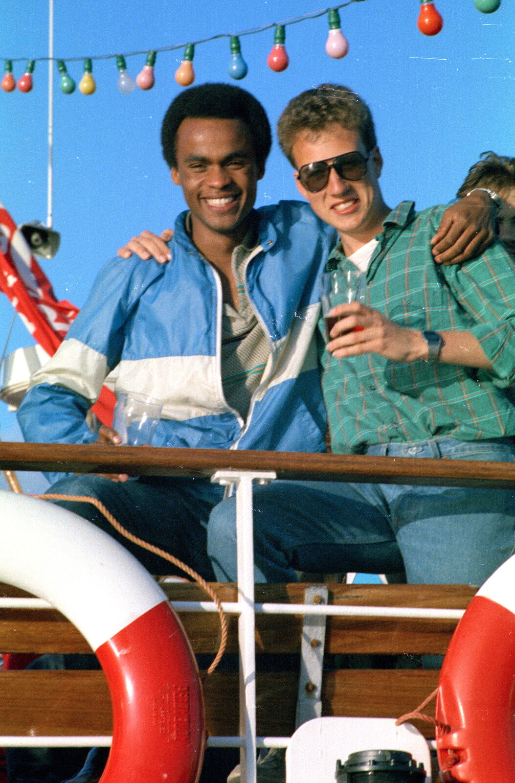 Simon Bento and Michael Bey from Uni: A Student Booze Cruise, Plymouth Sound, Devon - 2nd May 1986