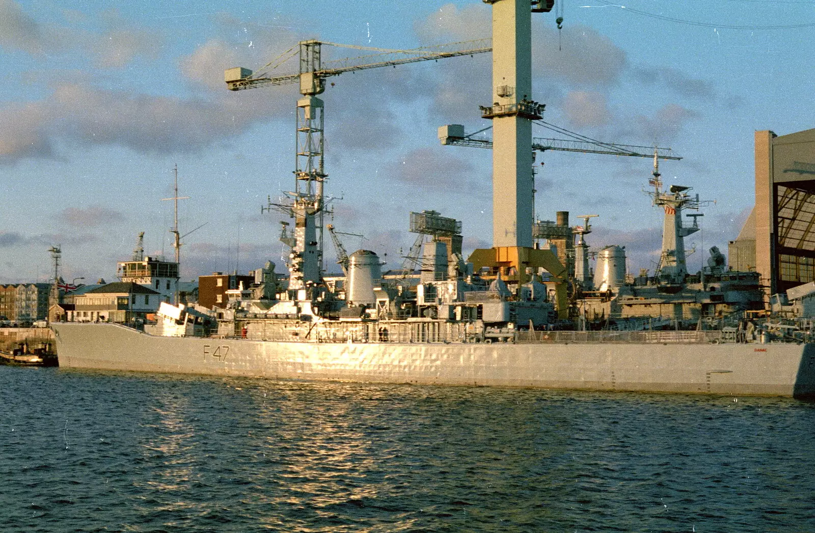 F47 'Danae' - a Type 12 Leander class Frigate, from Uni: A Student Booze Cruise, Plymouth Sound, Devon - 2nd May 1986