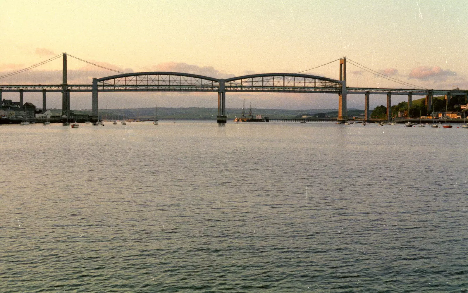 The two Tamar bridges, from Uni: A Student Booze Cruise, Plymouth Sound, Devon - 2nd May 1986