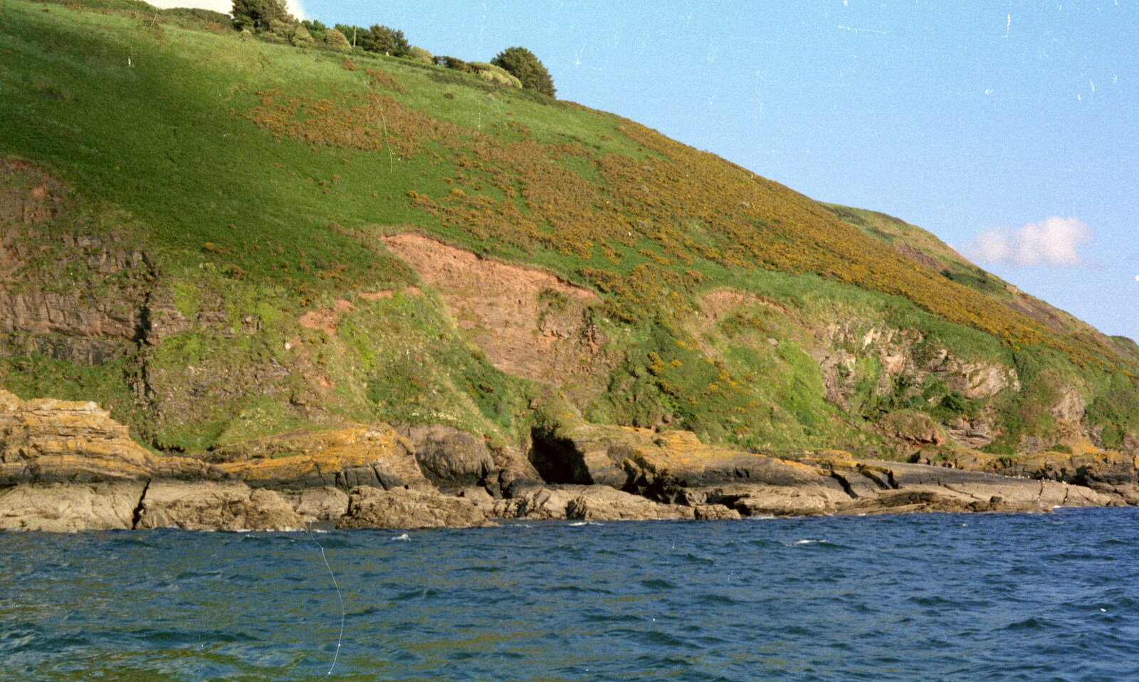 A gorsey headland from Uni: A Student Booze Cruise, Plymouth Sound, Devon - 2nd May 1986