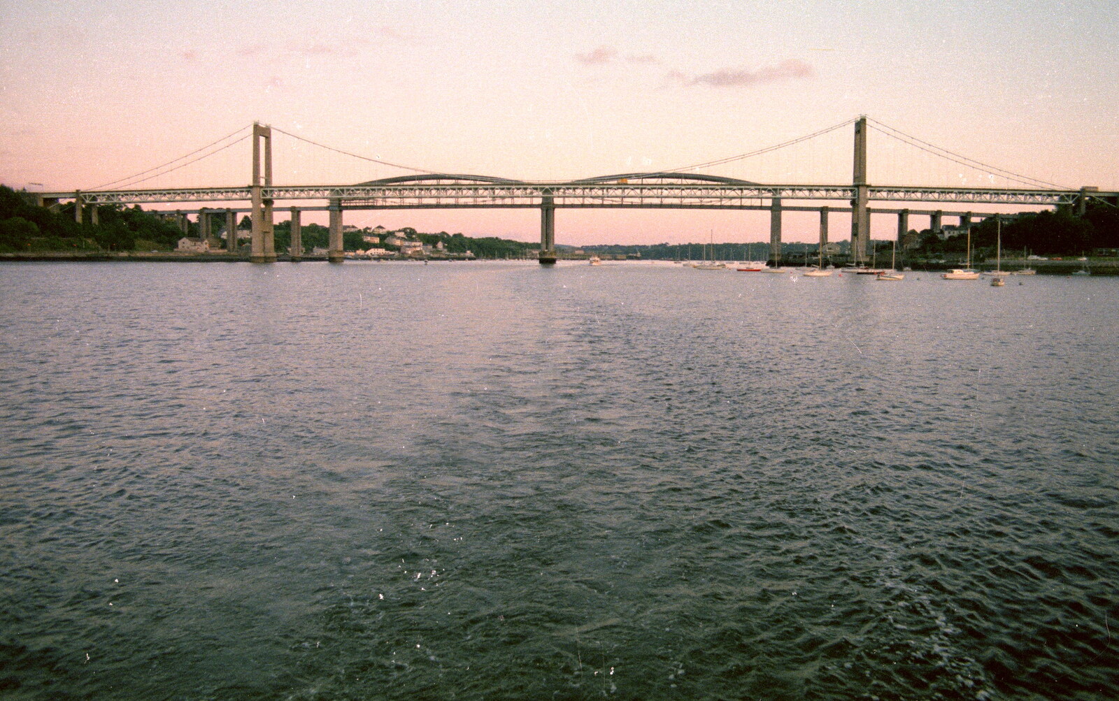 The other side of the Two Tamar bridges from Uni: A Student Booze Cruise, Plymouth Sound, Devon - 2nd May 1986