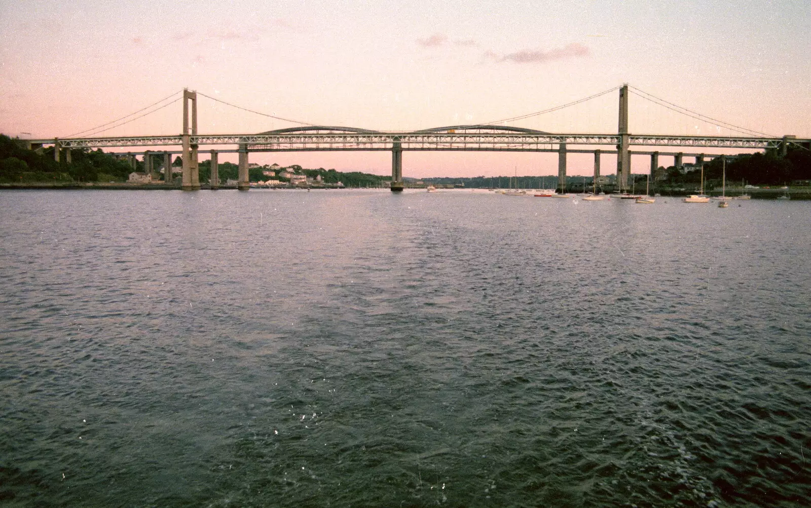 The other side of the Two Tamar bridges, from Uni: A Student Booze Cruise, Plymouth Sound, Devon - 2nd May 1986