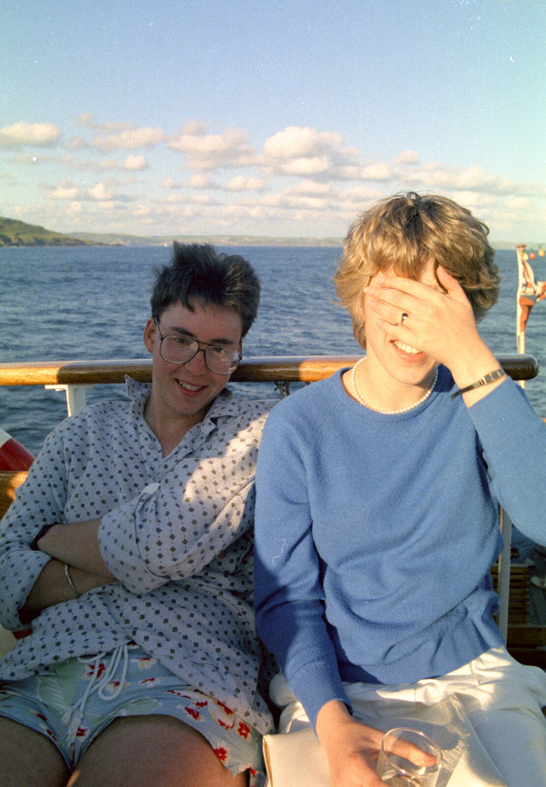Tim Collins and friend from Uni: A Student Booze Cruise, Plymouth Sound, Devon - 2nd May 1986