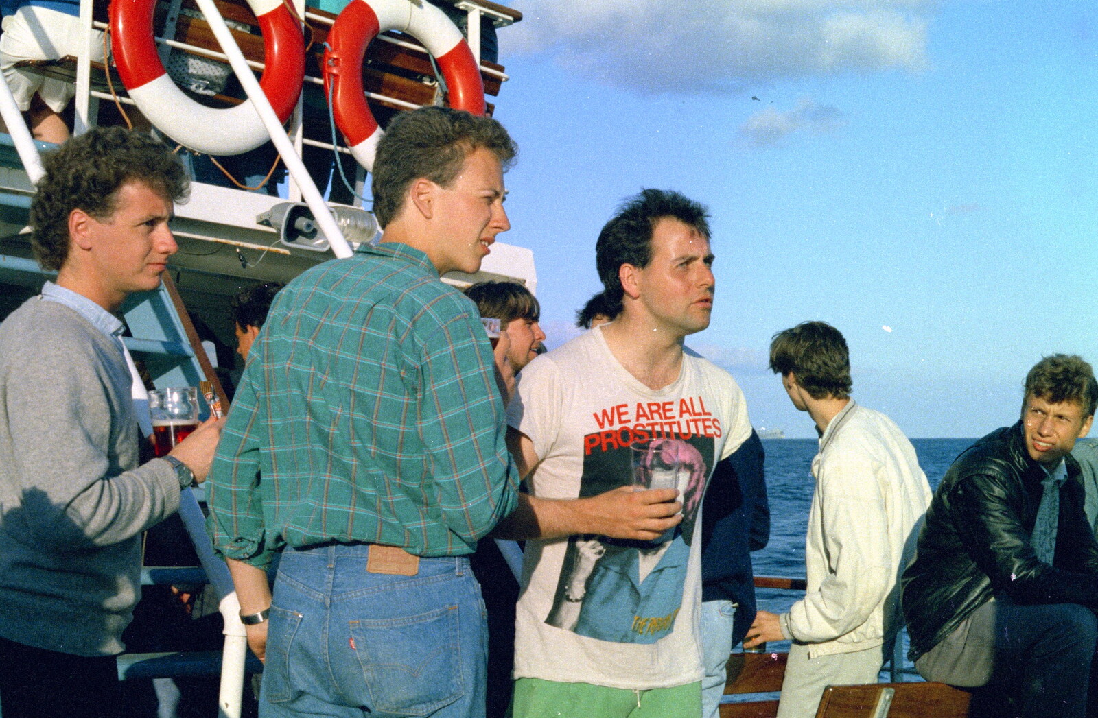 Ian Dunwoody with his favourite t-shirt from Uni: A Student Booze Cruise, Plymouth Sound, Devon - 2nd May 1986