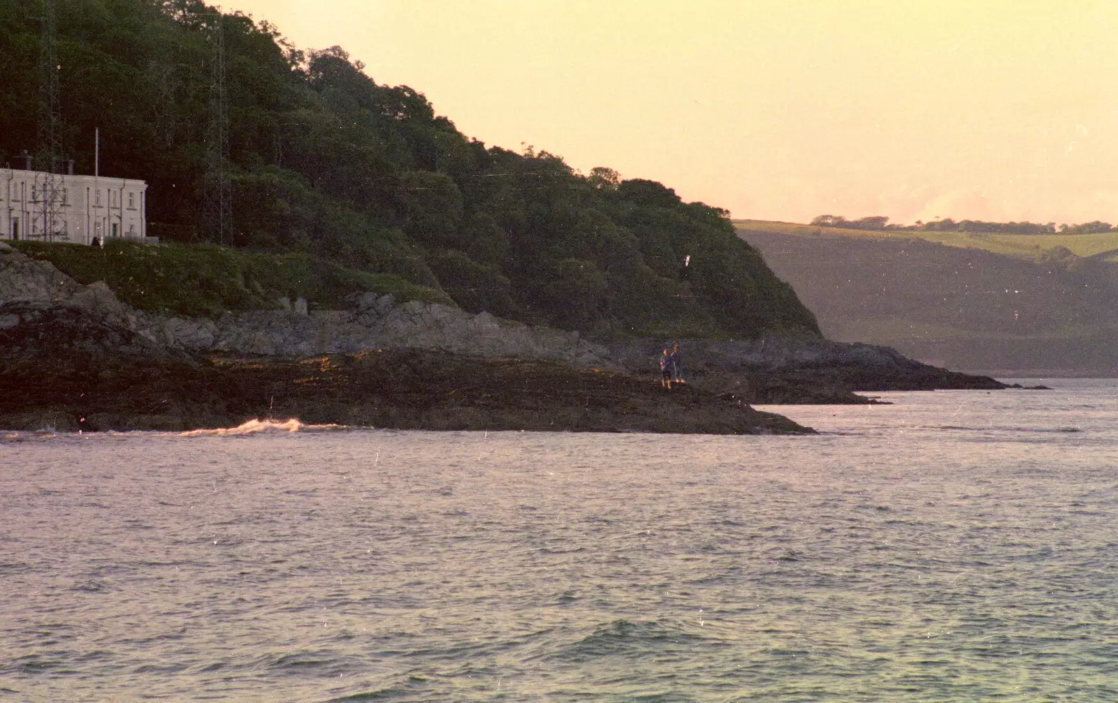 People on the rocks, on the Rame Peninsula, from Uni: A Student Booze Cruise, Plymouth Sound, Devon - 2nd May 1986