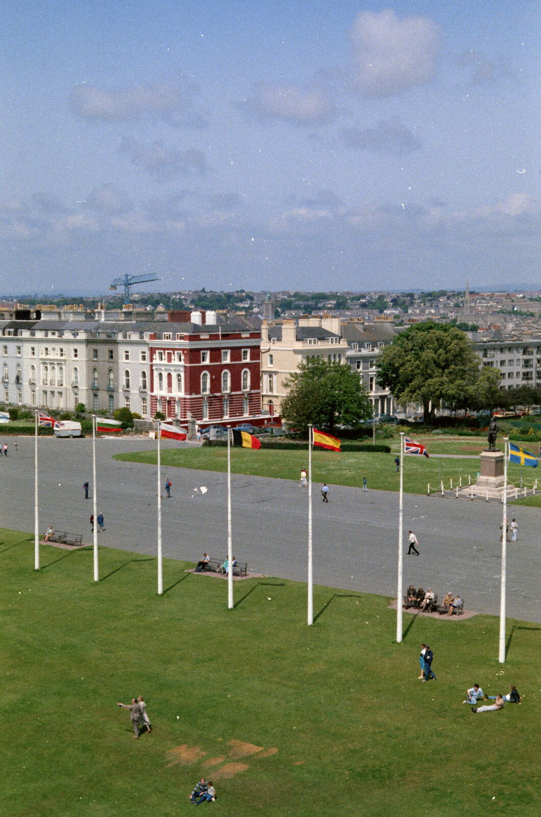 Hoe Drive, and Drake's Memorial from Uni: A Plymouth Hoe Panorama, Plymouth, Devon - 7th May 1986