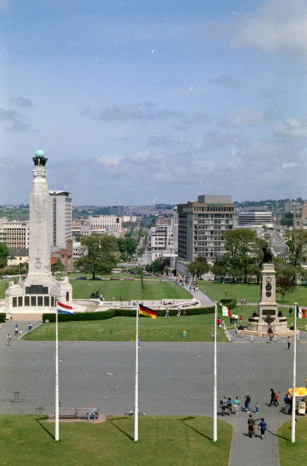 War Memorial, Civic Centre and the Holiday Inn, from Uni: A Plymouth Hoe Panorama, Plymouth, Devon - 7th May 1986