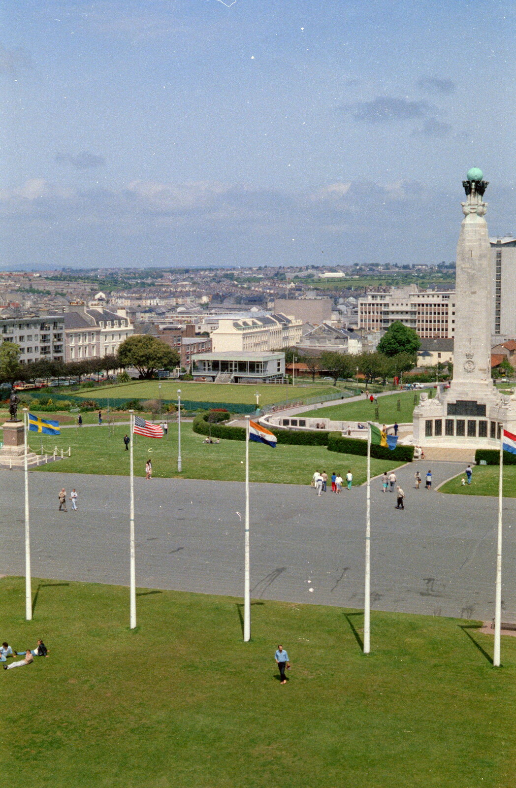 Plymouth Hoe and the War Memorial from Uni: A Plymouth Hoe Panorama, Plymouth, Devon - 7th May 1986