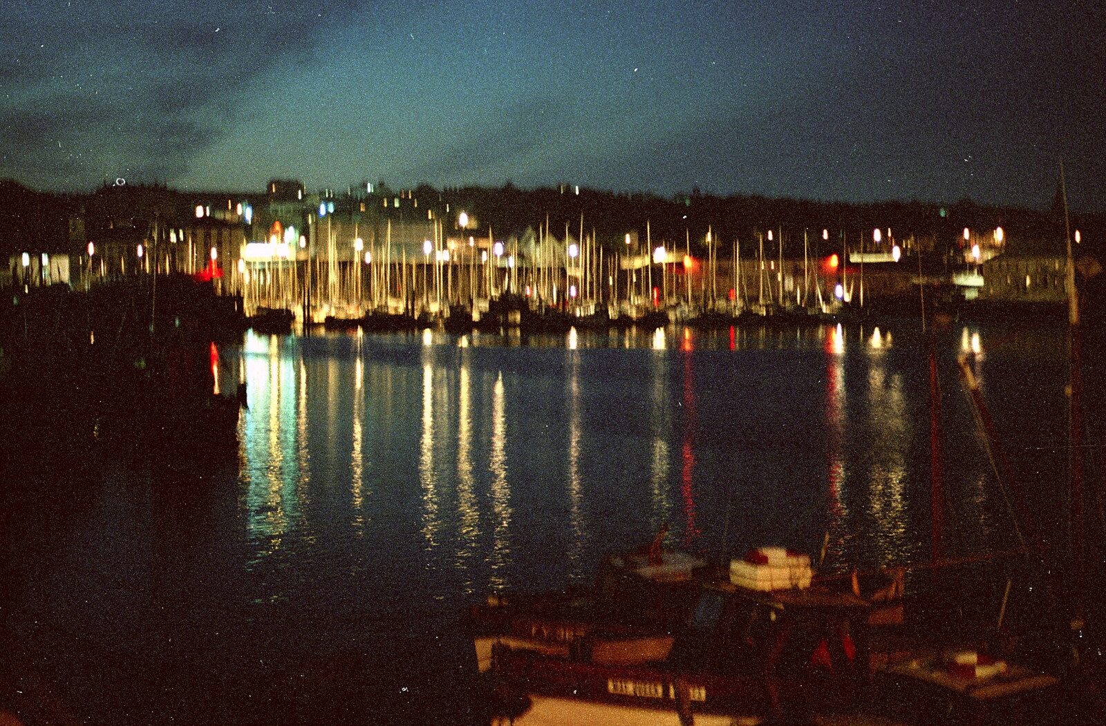 A blurry night-time Barbican from Uni: A Plymouth Hoe Panorama, Plymouth, Devon - 7th May 1986