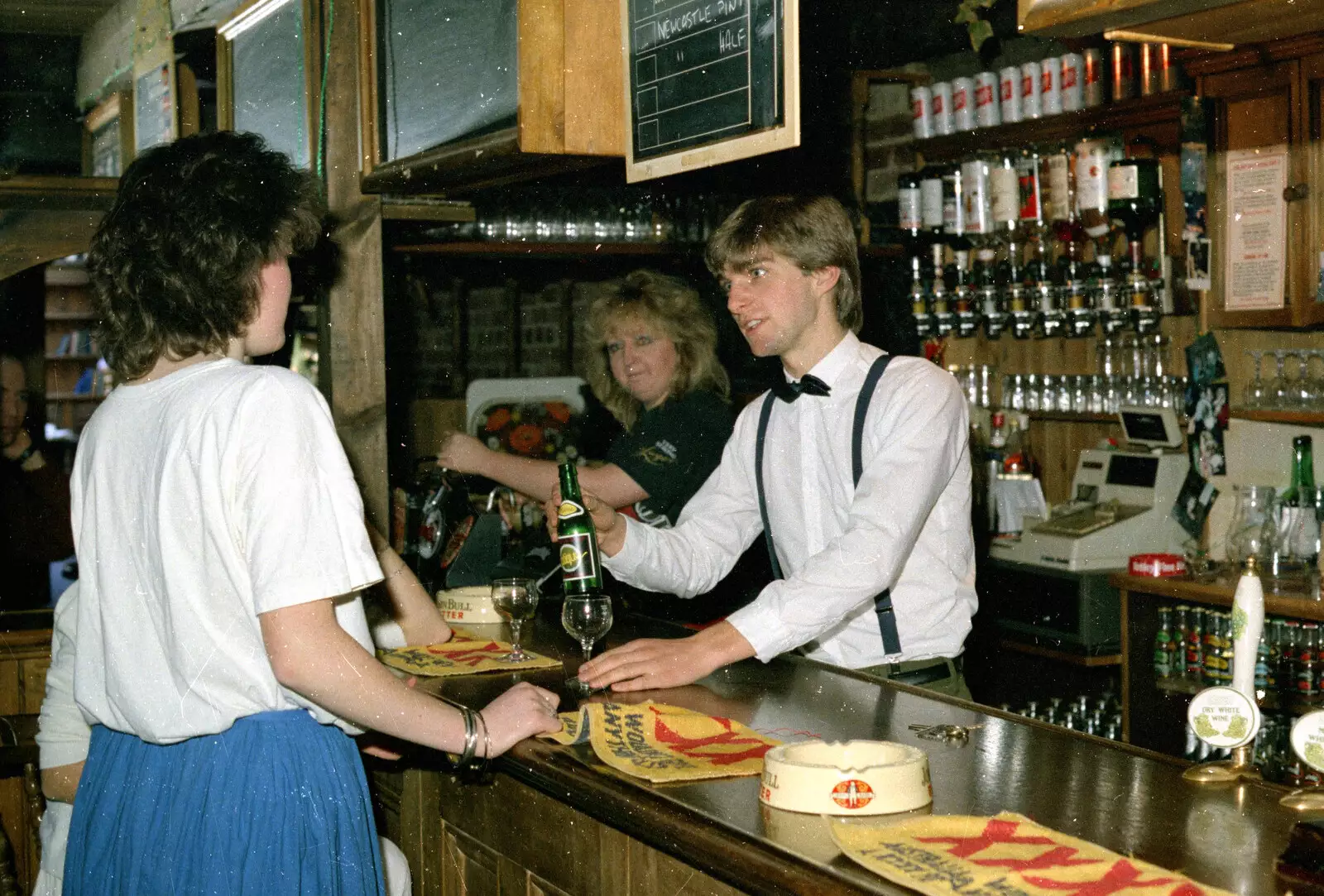 The deputy landlady of the JSV looks on, from Uni: The Plymouth Polytechnic Satique Project, Salcombe and Plymouth - 10th May 1986