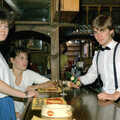Ruth, Michelle and 'the barman', Uni: The Plymouth Polytechnic Satique Project, Salcombe and Plymouth - 10th May 1986